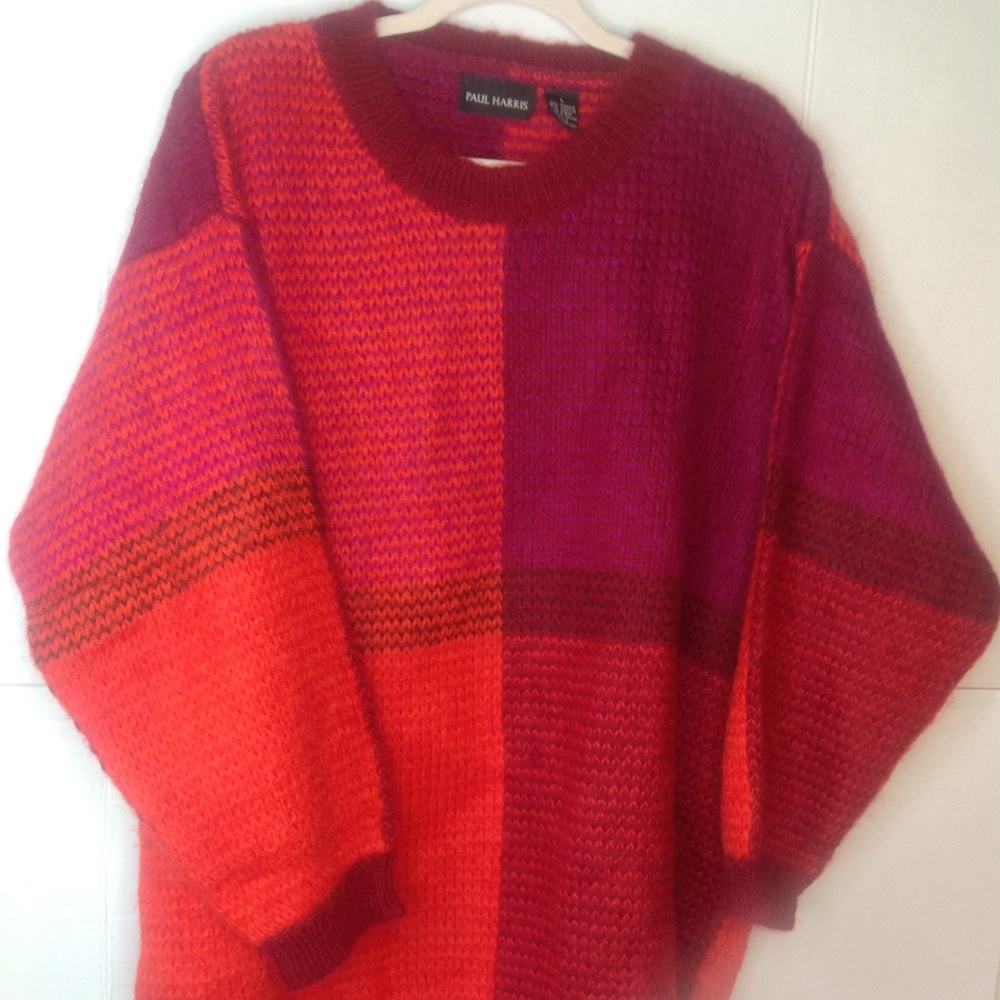 Vintage Orange Red Mohair Sweater Paul Harris